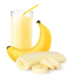 Banana shake isolated on white